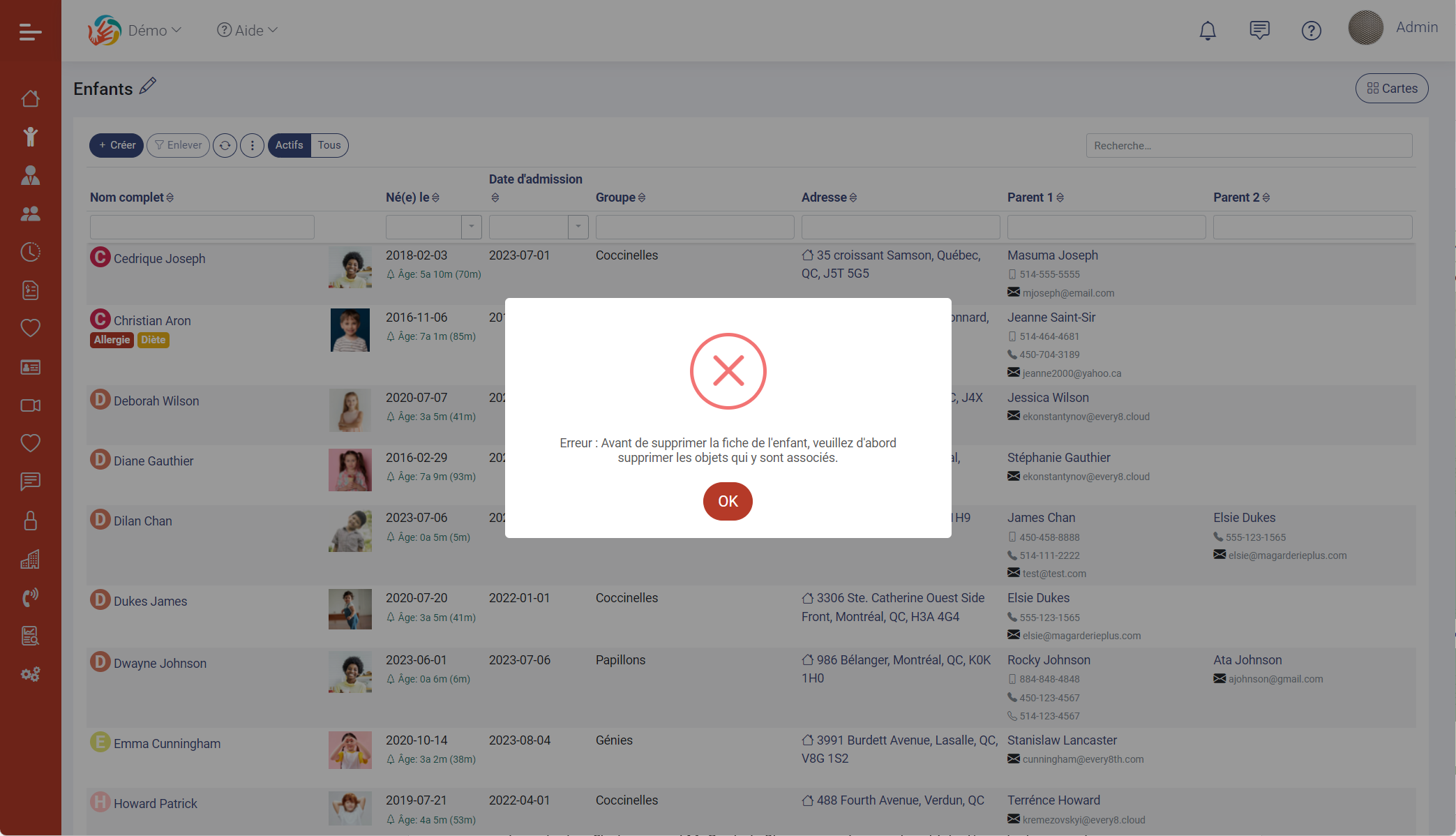 Intégrité référentielle des données dans MaGarderie Plus