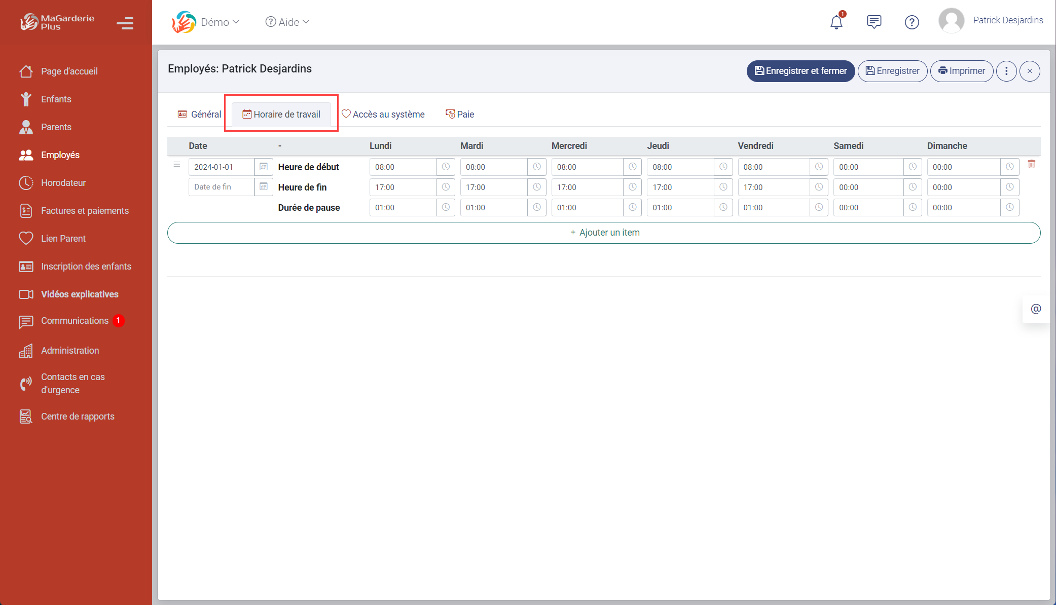 MaGarderie Plus: Module de paie