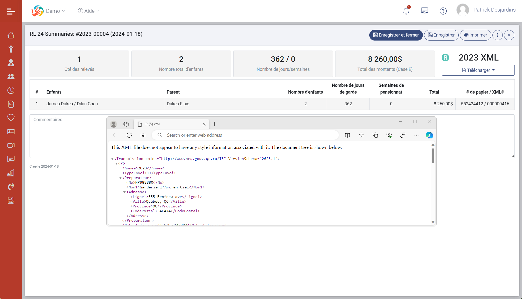 Module de production des relevés 24
