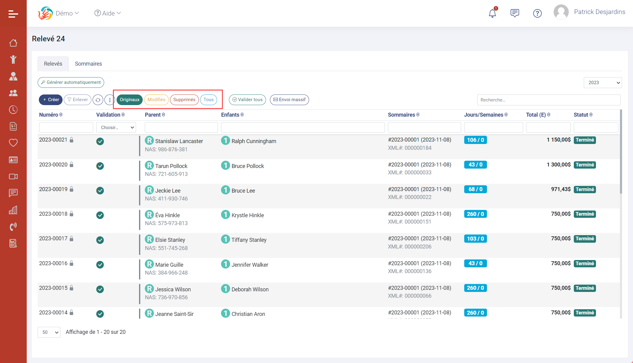 Module de production des relevés 24