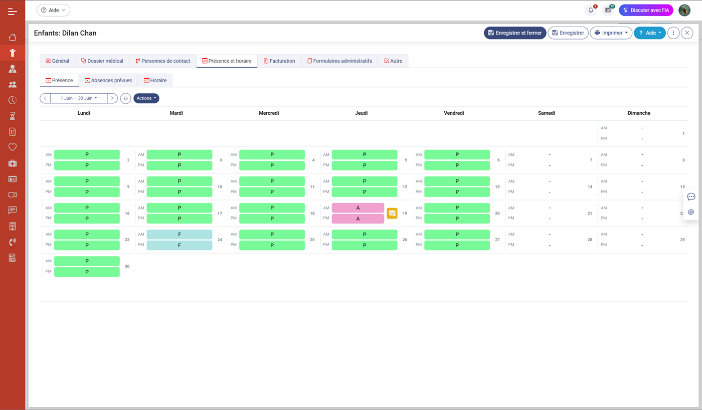 MaGarderie Plus Gestion des fiches d'enfants